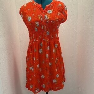 Free People Foral Red-Orange Dress